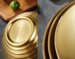 En gros, Bols à kimchi en acier inoxydable 304, Petits plateaux de service coréens à double paroi pour assaisonnements, Plats à sauce soja en métal doré - Product Image 2