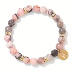 Nuevo Modelo de Pulsera Bohemia <span class=keywords><strong>con</strong></span> Signo del Zodiaco, Cuentas de Piedra Zebra Rosa y Cordón <span class=keywords><strong>El</strong></span>ástico para Viajes y Recuerdos - Product Image 5