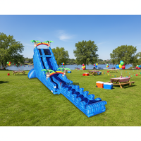 Toboggan aquatique gonflable géant de 22 pieds pour adultes avec piscine pour jeux d'été en plein air
