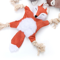 Jouet en peluche couineur pour chien, renard, écureuil, animal à mâcher et à lancer avec corde pour l'entraînement et le jeu des animaux de compagnie