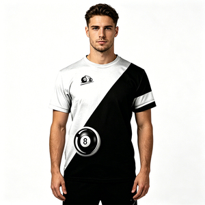 Camiseta S.Q.F para Hombre, Diseño 3D de Bola 8, Sublimación, Bloques de Color Diagonales, Dos Tonos, Manga Corta, Estilo Casual Deportivo, Ropa Urbana, Regalo - Product Image 2