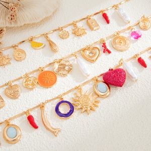 Set <span class=keywords><strong>di</strong></span> 3 Collane Boho Buddiste Multistrato con Ciondoli a Cuore/<span class=keywords><strong>Pesce</strong></span>/Girasole, Catene Estive da Donna in Lega <span class=keywords><strong>di</strong></span> Zinco - Product Image 4