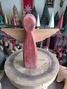 Figurine d'ange en bois sculptée à la main, décoration de Noël en bois naturel, jouet artisanal sur pied - Product Image 5