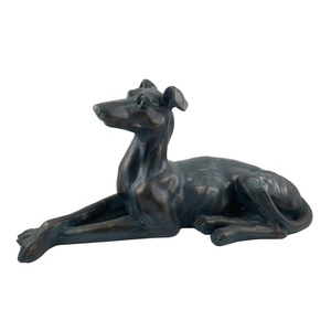 Estatua de Galgo Antiguo de Resina Bronceada, Figura de Perro Whippet Acostado para Decoración de Jardín, Césped, Hogar, Sala de Estar y Escritorio - Product Image 1