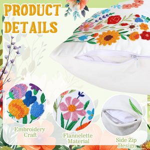 Funda de Almohada Bordada con Flores Estilo Nórdico para el Hogar, Funda de Almohada para Reposacabezas de Sofá, Funda de Cojín Personalizada para Oficina, 100% Poliéster - Product Image 3