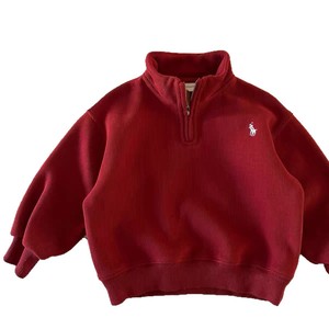 Boys Sweatshirt Solid Color Cotton Half Zip Stand Collar Loose Fit Autumn Casual Sportswear For Kids - Product Image 5