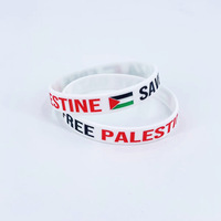 Bracelet en silicone personnalisé imperméable avec drapeau de la Palestine en relief, vente chaude