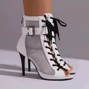 รองเท้าเต้นรำส้นสูงสีขาวแบบสติลเลตโต้ สำหรับเต้นลาติน ฟรีแดนซ์ แจ๊ส บอลรูม แทงโก้ - Product Image 1