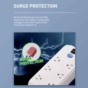 Mỹ Power Board 3M Bảo Vệ Tăng 8-Lỗ Dây Mở Rộng Đa Cắm Outlet Bảo Vệ Quá Tải 15A Mở Rộng Ổ Cắm Cho Nhà - Product Image 2