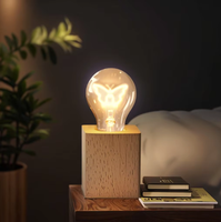 Base de lampe en bois d'ampoule remplaçable de filament personnalisable de Type enfichable pour des décorations de chambre à coucher