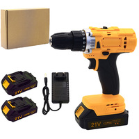 Perceuse sans fil 21V à moteur à balais Li-ion, multifonctionnelle, renforcée, avec poignée pistolet, vitesse variable, mandrin à trois griffes et fonction inversée