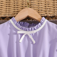 Robe d'été pour fille 2026, imprimé papillon violet et blanc, robe plissée patchwork pour petite fille