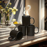 Mug à sublimation noir de 15 oz compatible micro-ondes - Revêtement de qualité alimentaire certifié SGS pour une utilisation quotidienne