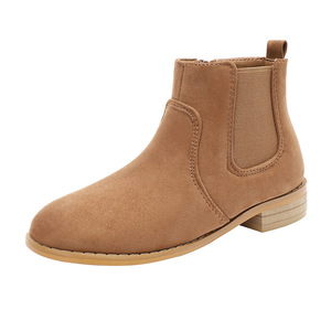 Stivali alla Caviglia alla Moda 2023 per Bambine, <span class=keywords><strong>Tacco</strong></span> <span class=keywords><strong>Basso</strong></span>, in Camoscio con Motivo a Quadri, Chiusura con Zip, Leggeri, per Autunno/Inverno - Product Image 2