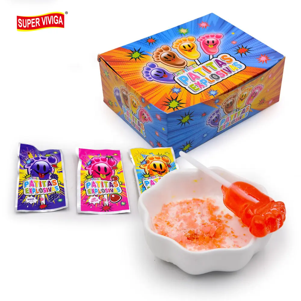 Halal fuß form lutscher mit magie popping candy