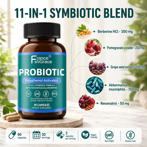 ผู้ผลิตอาหารเสริมโปรไบโอติก Nutraceutical Shecome ผลิตภัณฑ์เสริมอาหารเบอร์เบอรีน HCI บำรุงสุขภาพทางเดินอาหาร สารต้านอนุมูลอิสระ 90 แคปซูลโปรไบโอติก - Product Image 2