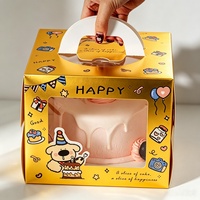 Boîte à pâtisserie écologique et recyclable pour desserts, emballage personnalisé avec logo imprimé, boîte à gâteau d'anniversaire avec fenêtre transparente en PET et poignée portable