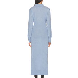 Nouvelle Robe Chemise Longue Formelle Polo pour Femme, Col Rabattu, Coupe Slim, Couleur Unie, Décontractée et Élégante, Collection Printemps - Product Image 2