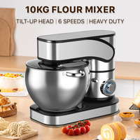 Mélangeur Électrique Planétaire Multifonction 10L pour Pâtes à Gâteaux et Pizzas, Robot de Boulangerie Automatique sur Socle/Table en Acier Inoxydable