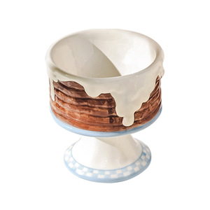 Taza de cerámica creativa con forma de cono de helado de dibujos animados, taza para el hogar, taza para pastel, taza para postre con base, taza para leche - Product Image 5