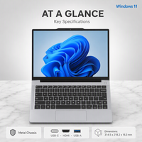 Computadora Portátil de 14.1 Pulgadas con Procesador Intel Ultra 5 225H (Opcional Ultra 7 255H), 24 GB de RAM LPDDR5, Adecuada para Negocios y Estudiantes