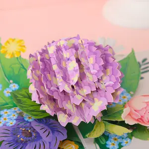 꽃 3D 인사말 카드 도매 창조적 인 꽃 접힌 종이 조각 보내 교사 선물 감사 축복 카드