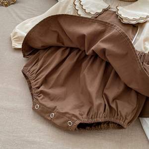 Ensemble de vêtements pour bébé fille, printemps-automne, 2 pièces, chemisier à col rond en dentelle unie et body - Product Image 6