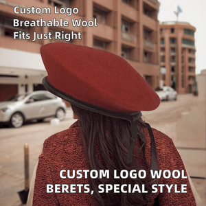 หมวกเบเร่ต์ขนสัตว์แท้แบบยุโรปอเมริกัน สไตล์ลำลอง ปักโลโก้ตามสั่ง OEM ออกแบบลายพิมพ์  สำหรับหน่วยรบพิเศษ ปรับขนาดได้ - Product Image 2