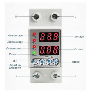 ZOII 40A 63A 220VAC 50Hz Din Rail Adjustable Digital Over Under Voltage Protector With Dual Screen Display Single Phase
