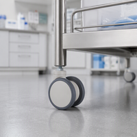 Roue pivotante médicale de 3,0 pouces en TPR avec tige filetée pour chariot d'hôpital et équipement médical