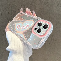 Étui de téléphone portable 15/14 Pro Max avec étui de protection, motif papillon animal peint à la main, silicone souple, finition miroir, antichoc