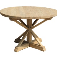 Chinesischer Antiker Vintage Rustikaler Design Recycling-Massivholz Runder Esstisch