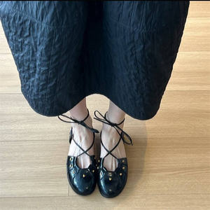 Mode d'été pour femmes Mary Jane chaussures de ballet de <span class=keywords><strong>rivière</strong></span> à sangle plate tissées à la main une ligne boucle sandales peu profondes - Product Image 3