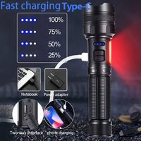 Lampe torche LED COB super lumineuse 100000 Lm, zoomable, rechargeable, avec fonction de banque d'alimentation d'urgence, pour extérieur, longue portée