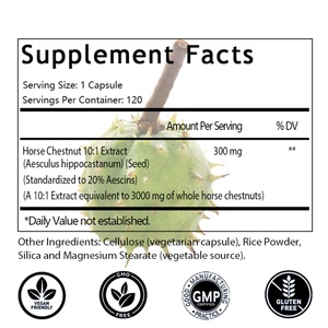 Suplemento de Castaño de Indias Extra Fuerte OEM/ODM, Extracto 10:1, 3000 Mg, 20% Aescinas, Apoya la Circulación Sanguínea y las Venas de las Piernas - Product Image 2