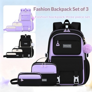 Set di Tre Pezzi <span class=keywords><strong>Zaino</strong></span> Scolastico per Studenti delle Scuole Elementari, <span class=keywords><strong>Zaino</strong></span> Casual Leggero per Ragazze, Impermeabile in Poliestere - Product Image 1