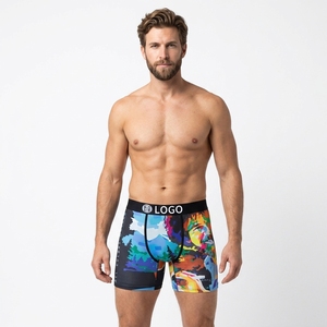 Sous-vêtements tricotés pour hommes, imprimés amusants et <span class=keywords><strong>tendance</strong></span>, taille mi-haute, effet push-up, en polyester à séchage rapide, avec logo de marque personnalisé sur la taille, ODM - Product Image 4