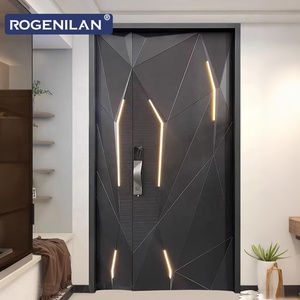 Porte d'entrée <span class=keywords><strong>de</strong></span> sécurité pivotante en aluminium sculpté 3D sur mesure Rogenilan, anti-effraction, avec serrure intelligente - Product Image 2