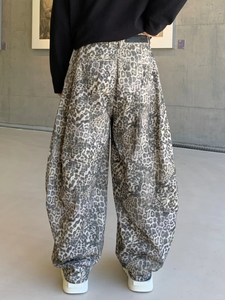 Celana panjang Denim gaya Urban Retro, celana Denim longgar, ukuran besar, bisa dicuci, Vintage, motif macan tutul, celana Denim longgar - Product Image 6