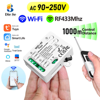 Interrupteur intelligent Tuya WiFi RF 433Mhz, interrupteur motorisé AC 110V 220V 230V 10A 2CH, compatible Alexa Google Home, pour lampe, porte de garage