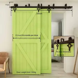 Porte de grange coulissante intérieure en bois Portes de grange en bois massif avec kit de système coulissant