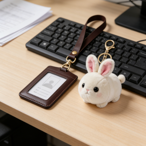 Porte-clés Lapin <span class=keywords><strong>Blanc</strong></span> Mignon en Peluche Douce et Écologique, Breloque Lapin <span class=keywords><strong>Moelleux</strong></span> pour Clés - Product Image 4