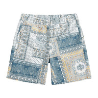 Short de surf imprimé fleur de cajou vintage pour homme, taille moyenne élastique, tissu tissé en nylon 2024, vente en gros, été 100%