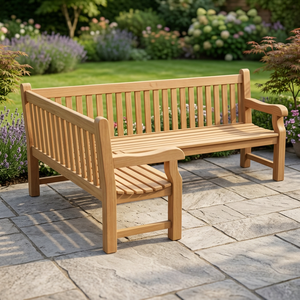 Banc d'angle de jardin moderne en teck massif, durable, pour hôtel, parc et terrasse, utilisation en extérieur - Product Image 2