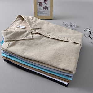 <span class=keywords><strong>Camicia</strong></span> da <span class=keywords><strong>uomo</strong></span> casual in cotone e <span class=keywords><strong>lino</strong></span> <span class=keywords><strong>oversize</strong></span> a maniche corte, personalizzabile OEM, all'ingrosso, di alta qualità, tinta unita, senza stampa, con bottoni - Product Image 3