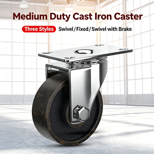 Cast Iron Caster Wheel 4 Inch Flat Type Ball Bearing No Brake 95×65 mm Base Plate High Temperature Resistance Industrial Use - Product Image 2