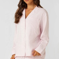 Logo personnalisé doux vêtements de nuit coton stretch léger automne vêtements de salon femmes surdimensionné longue pleine longueur ensemble de pyjamas