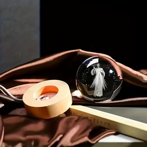 Boule de cristal gravée au laser 3D, Vierge Marie, lampe de nuit pour la décoration de la maison catholique, cadeaux de la Sainte Mère pour le baptême, la confirmation - Product Image 5