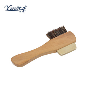 Yinste <b>Shoe</b> <b>Brush</b> Solid Wood Horse Hair Double Sided Cleaning For <b>Shoe</b> Polishing - Product Image 1
