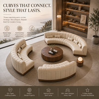 Canapé modulable incurvé de luxe moderne capitonné pour salon, canapé chaise longue personnalisable en taille et matériau, idéal appartement et hôtel, en velours